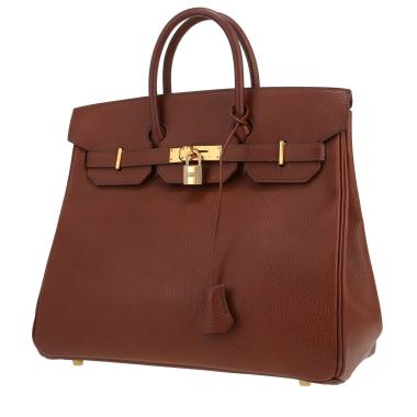 Bolso de mano Hermès  Haut à Courroies 32 cm en cuero Ardenne marrón