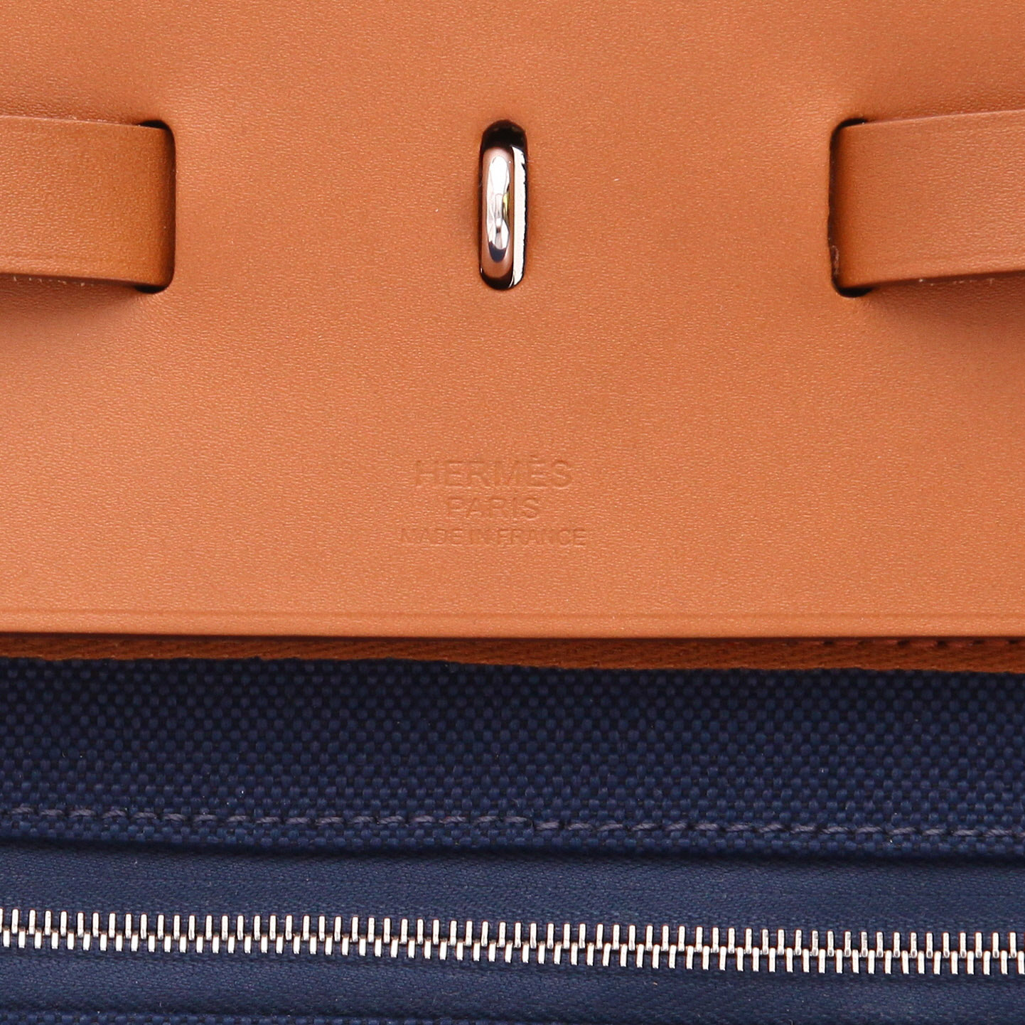 Hermès  Herbag travel bag  in blue canvas  and Hunter cowhide - Detail D2