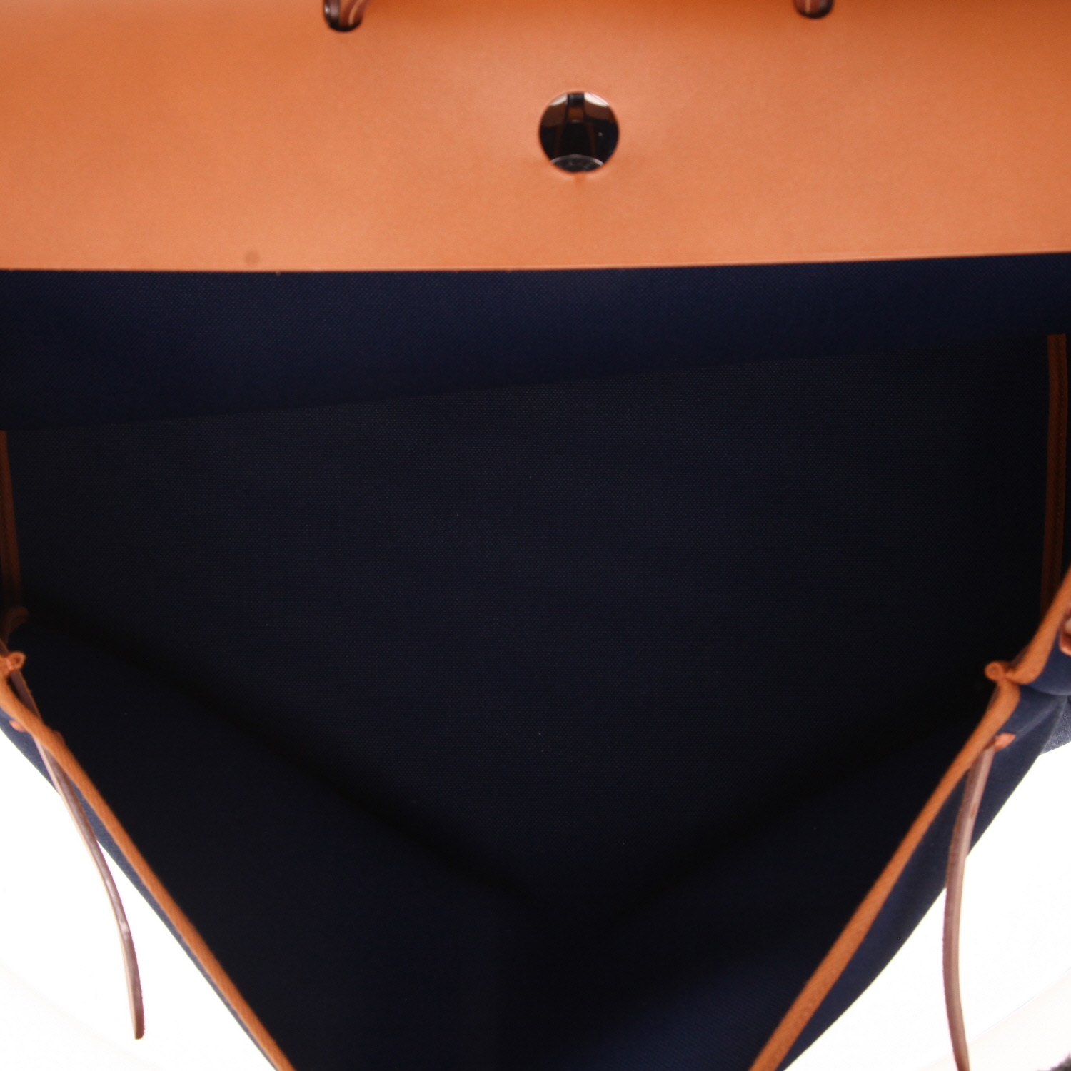Hermès  Herbag travel bag  in blue canvas  and Hunter cowhide - Detail D3
