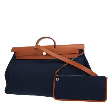 Bolsa de viaje Hermès  Herbag en lona azul y vaca Hunter