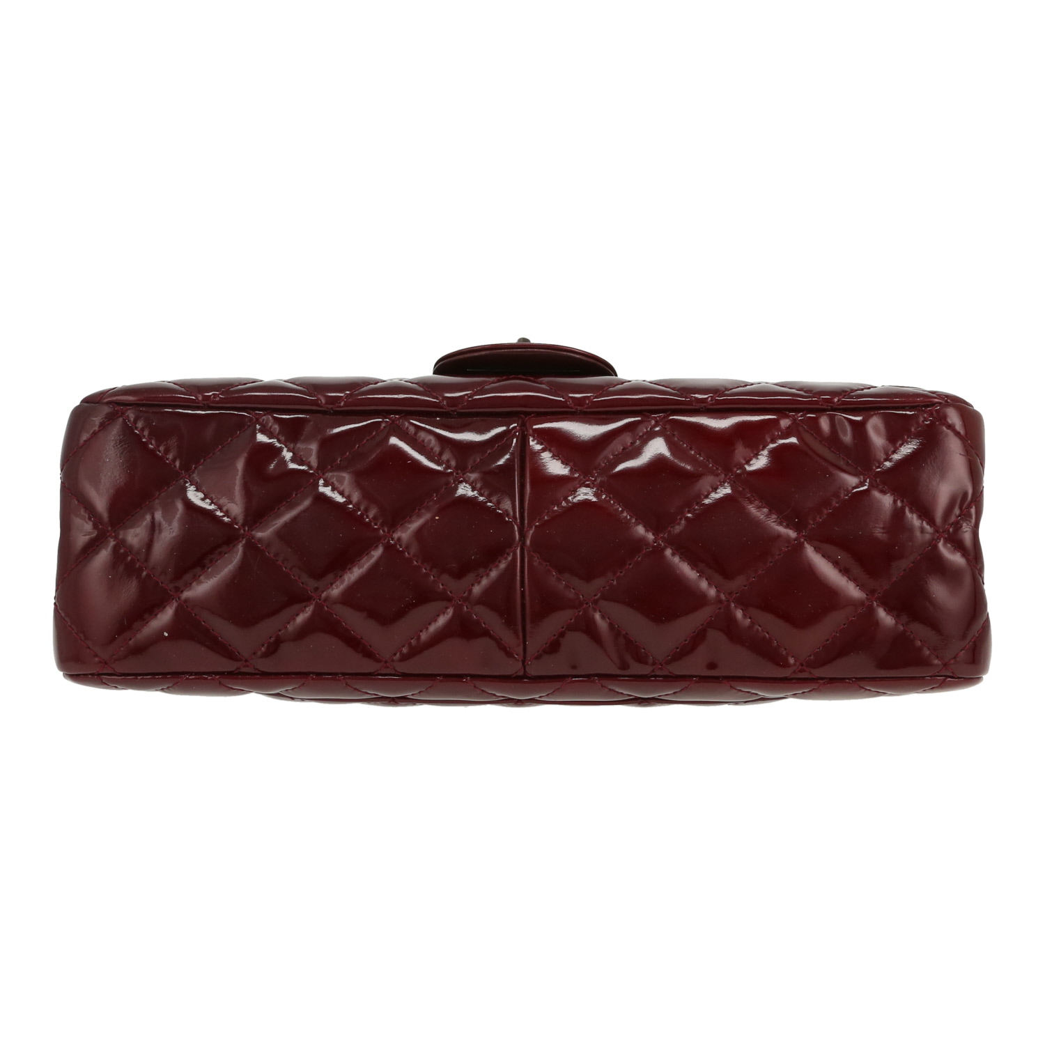 Borsa a tracolla Chanel  2.55 in pelle verniciata e foderata bordeaux - Detail D1