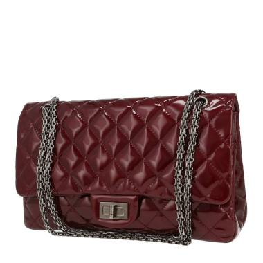 Borsa a tracolla Chanel  2.55 in pelle verniciata e foderata bordeaux