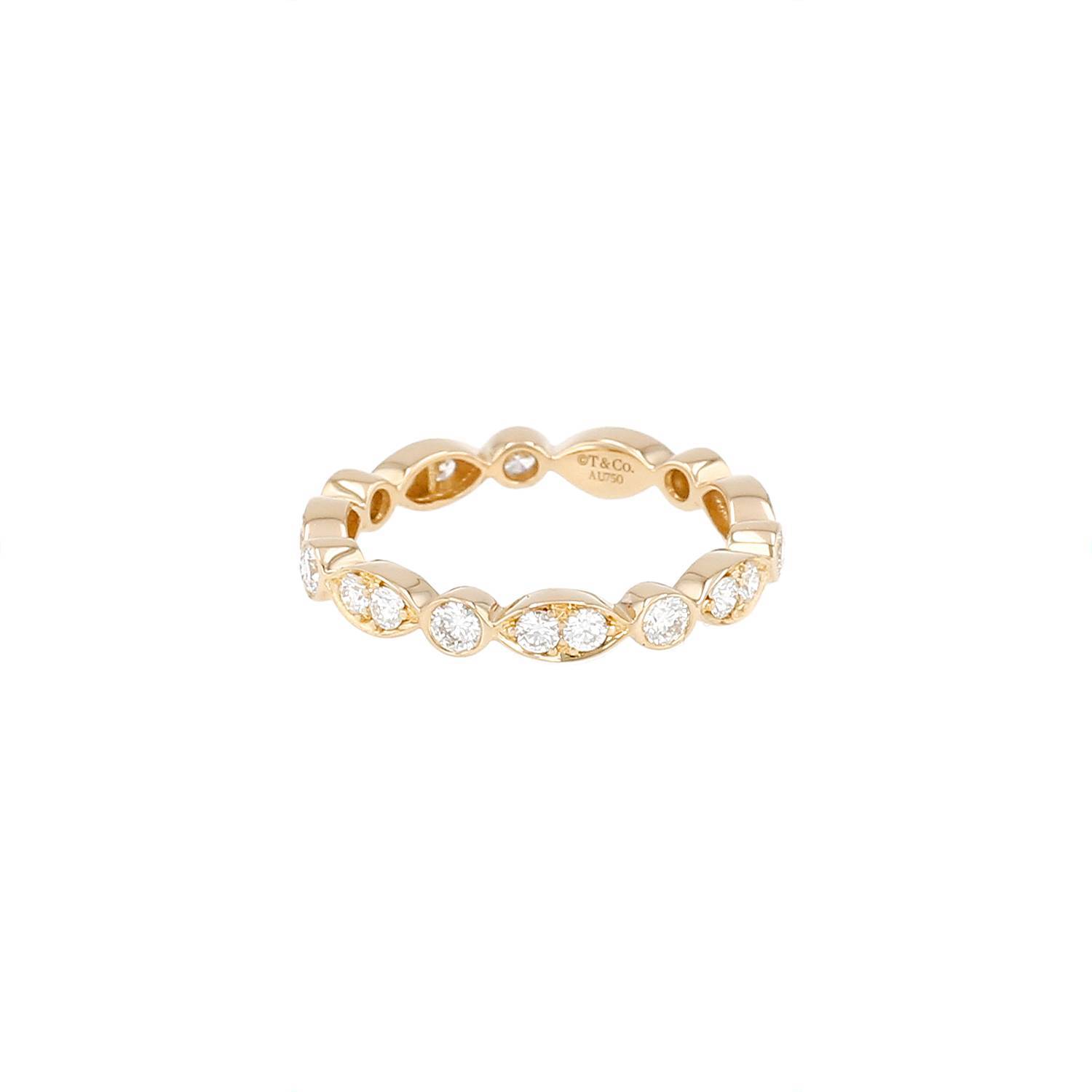 Bague Tiffany & Co Jazz or rose diamants occasion