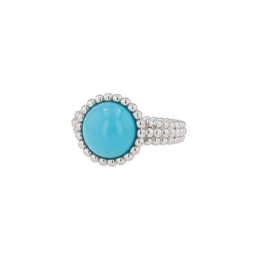 Bague Van Cleef & Arpels Perlée en or blanc et turquoise