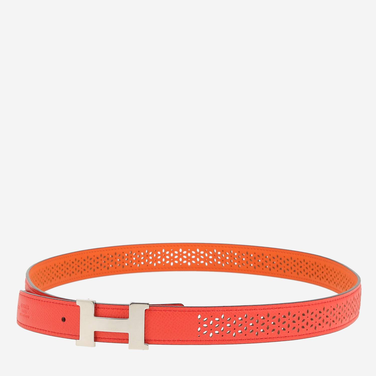 Cinturón Hermès  Ceinture H en cuero epsom naranja y rosa Jaipur