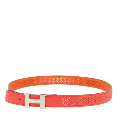 Hermès  Ceinture H belt  in orange and pink Jaipur epsom leather