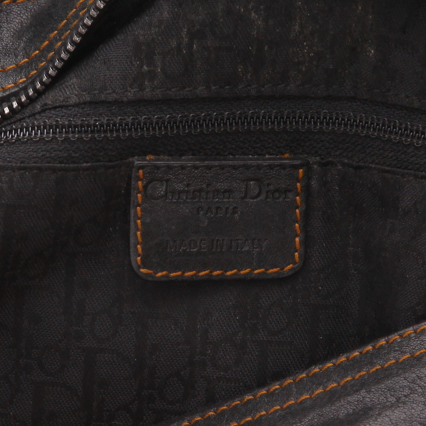 Sac porté épaule ou main Dior  Gaucho en cuir marron et jonc marron-caramel - Detail D2