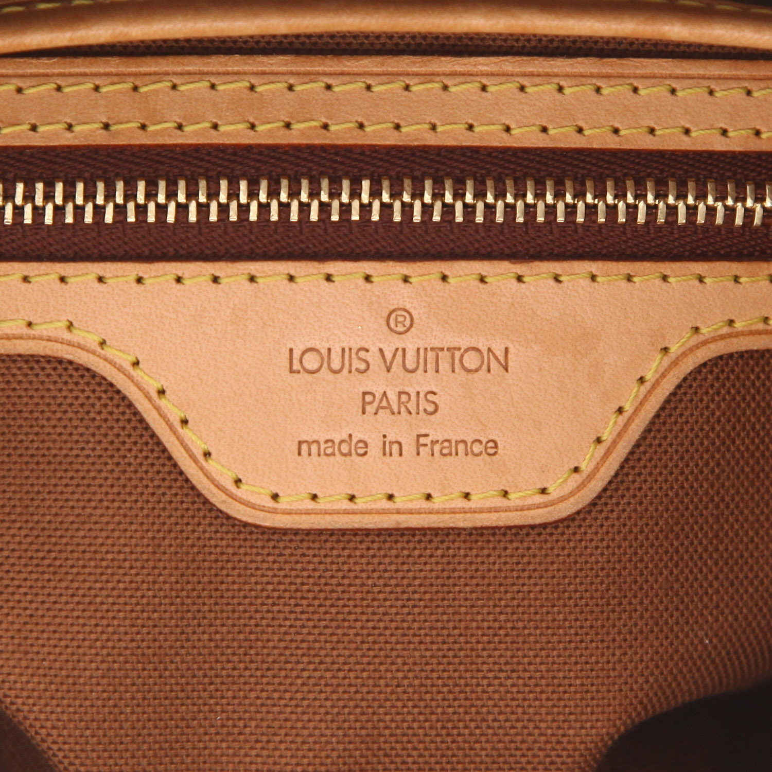 Bolso de mano Louis Vuitton   en lona Monogram marrón y cuero natural - Detail D2