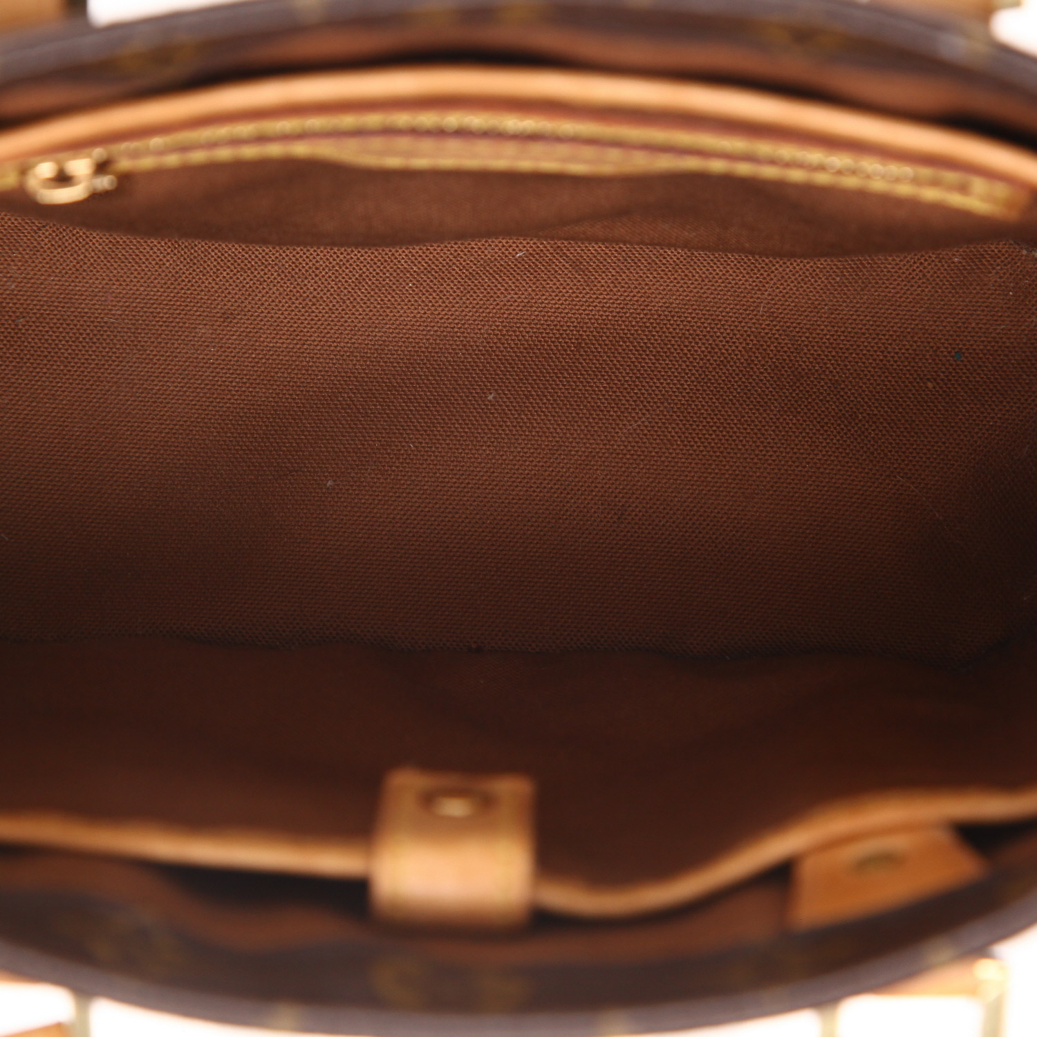 Louis Vuitton   handbag  in brown monogram canvas  and natural leather - Detail D3