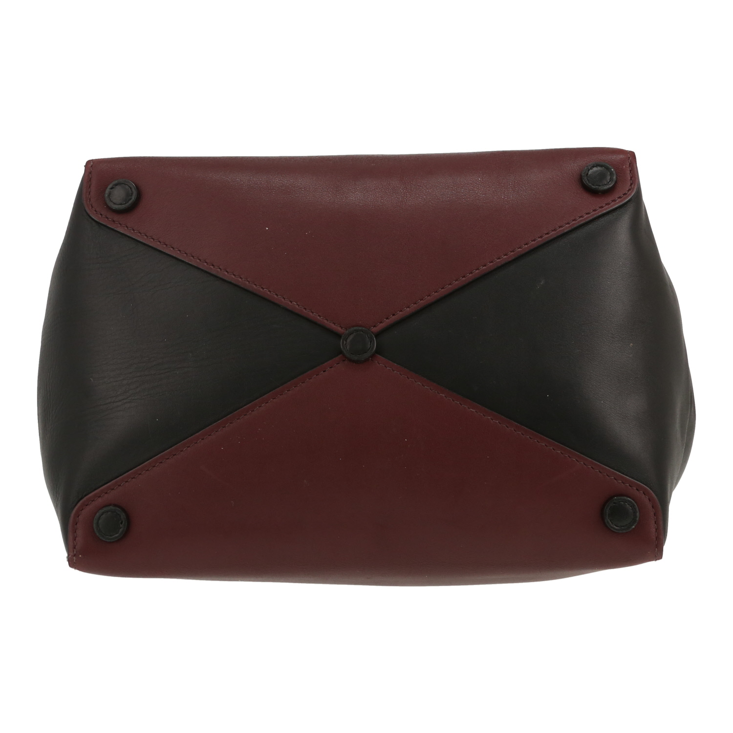 Borsa Prada  Double Turn Lock in pelle bordeaux e nera - Detail D1