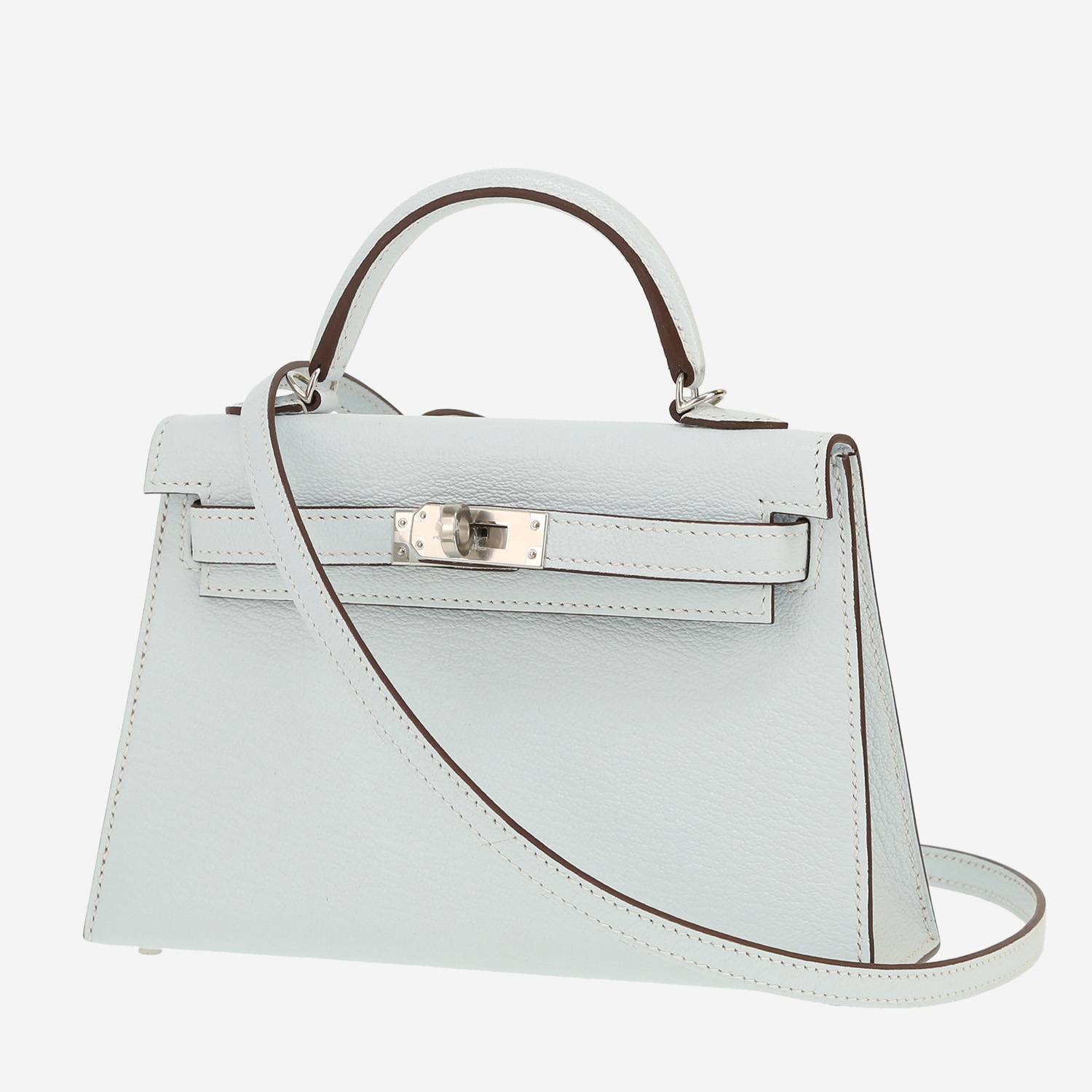 Sac bandoulière Hermès  Kelly 20 cm en cuir Mysore Bleu Glacier