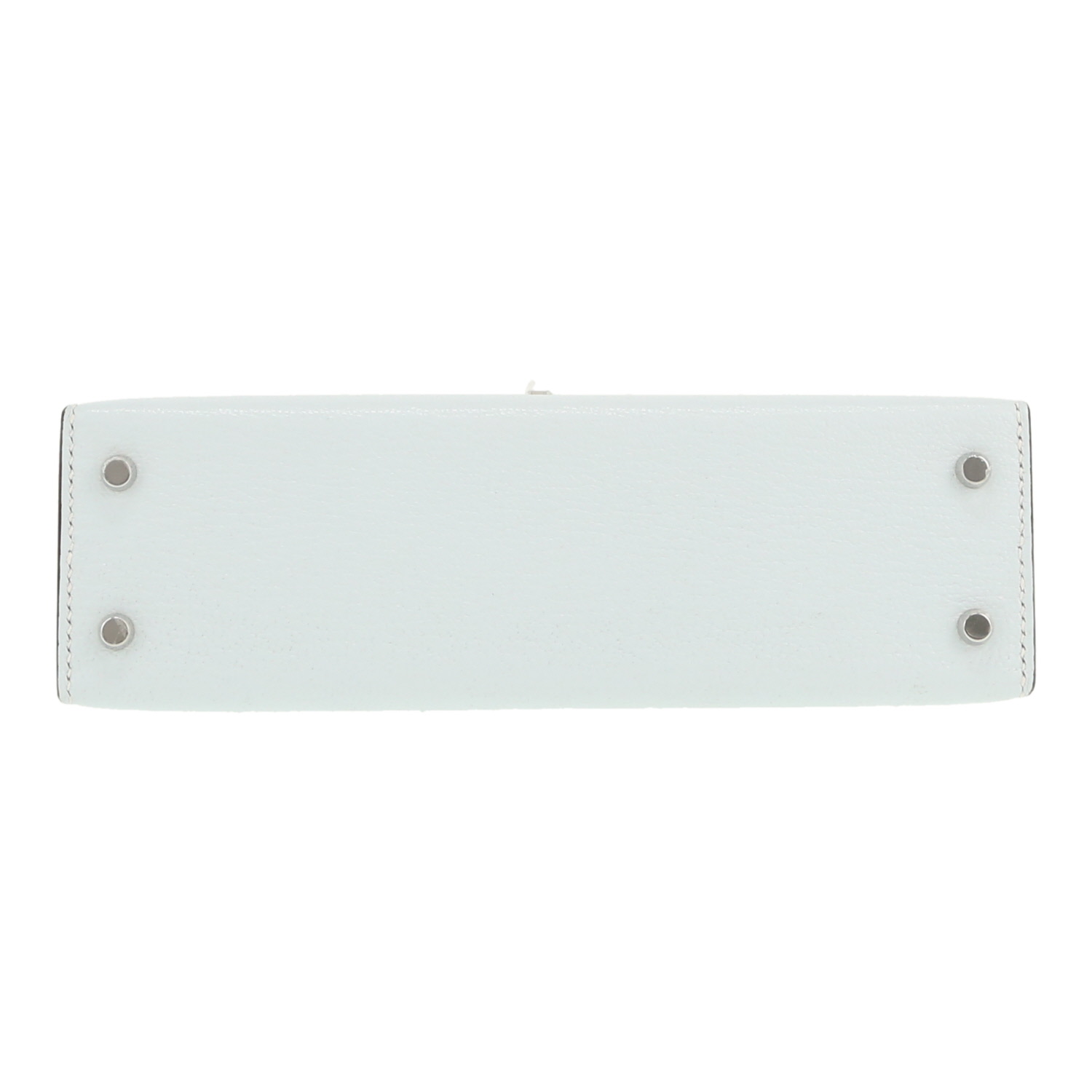 Sac bandoulière Hermès  Kelly 20 cm en cuir Mysore Bleu Glacier - Detail D1