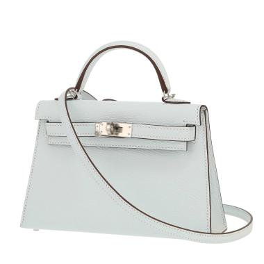 Sac bandoulière Hermès  Kelly 20 cm en cuir Mysore Bleu Glacier
