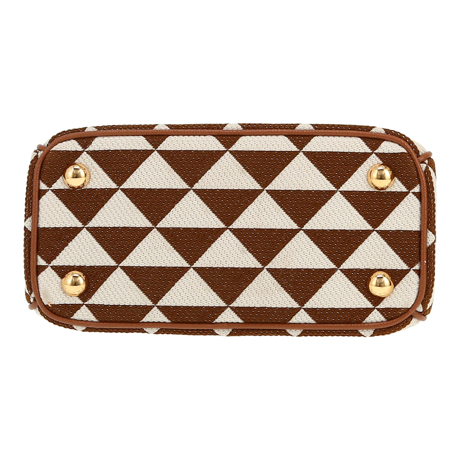 Borsa a tracolla Prada  Galleria in tela marrone e beige e pelle marrone - Detail D1