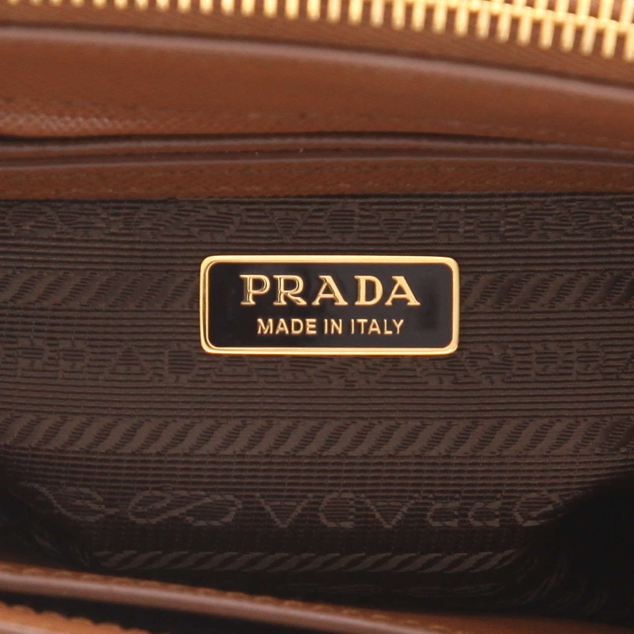 Borsa a tracolla Prada  Galleria in tela marrone e beige e pelle marrone - Detail D2