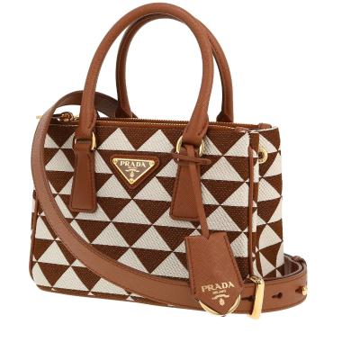 Bolso bandolera Prada  Galleria en lona marrón y beige y cuero marrón