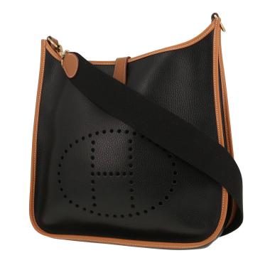 Borsa a tracolla Hermès  Evelyne in pelle Ardenne nera e gold