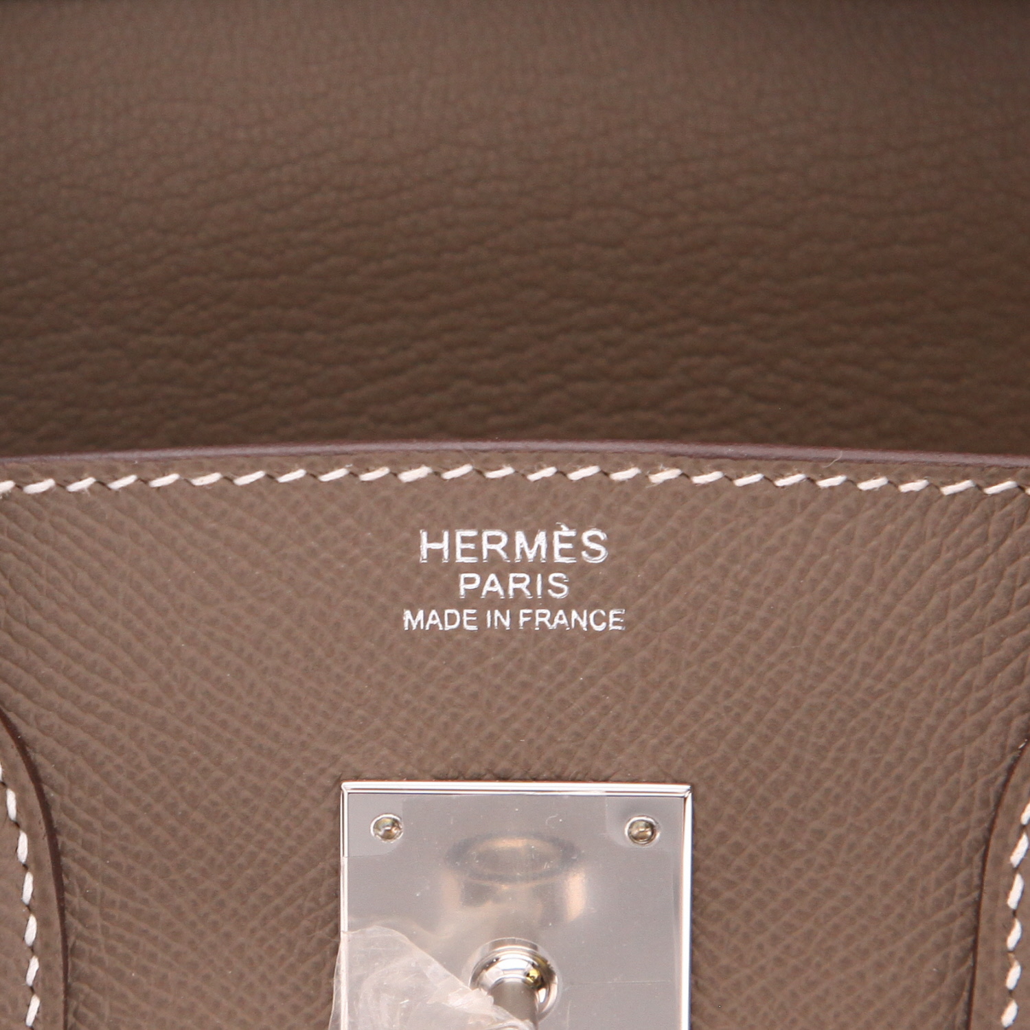 Bolso de mano Hermès  Birkin 30 cm en cuero epsom marrón etoupe - Detail D2