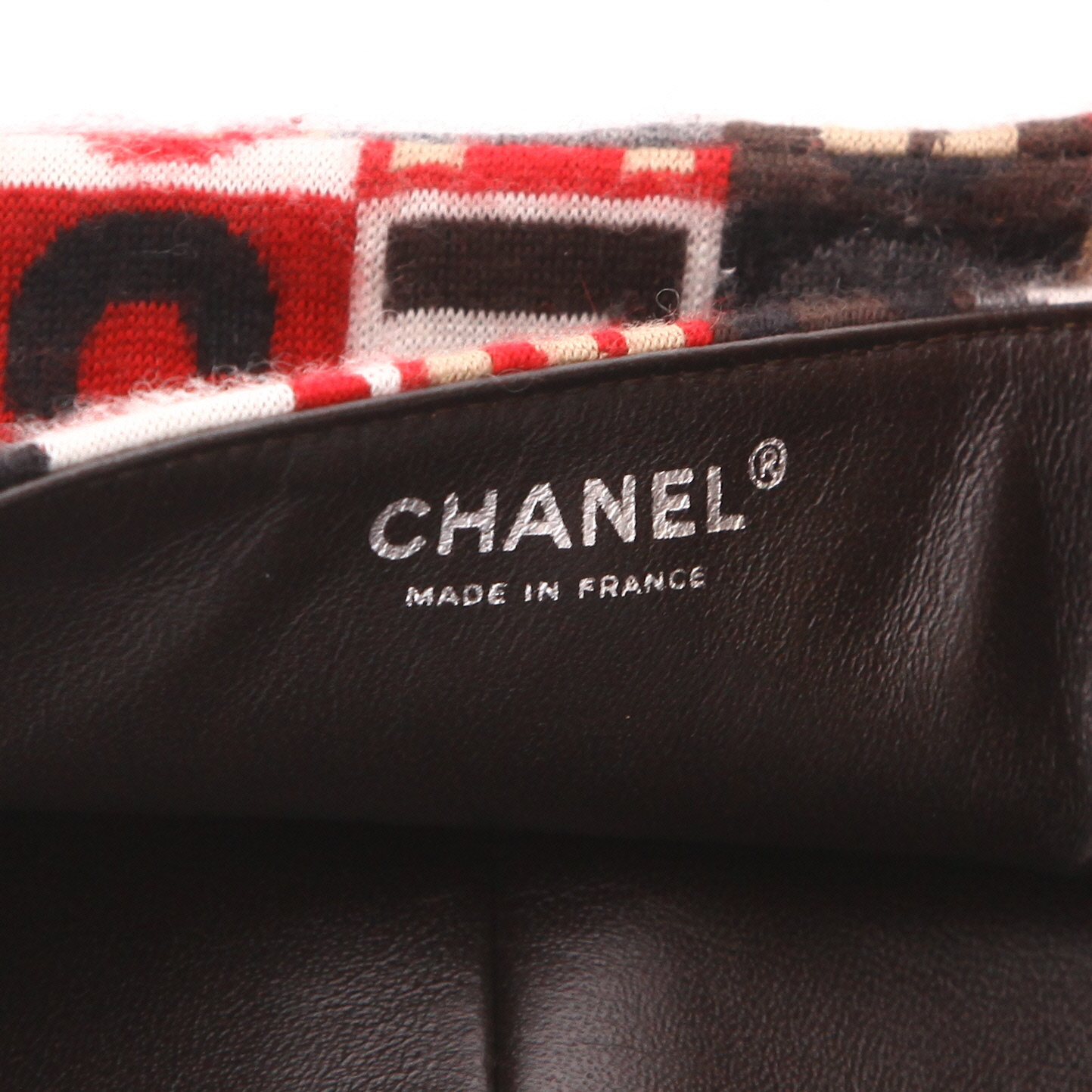 Sac à main Chanel   en laine rouge grise et marron - Detail D2