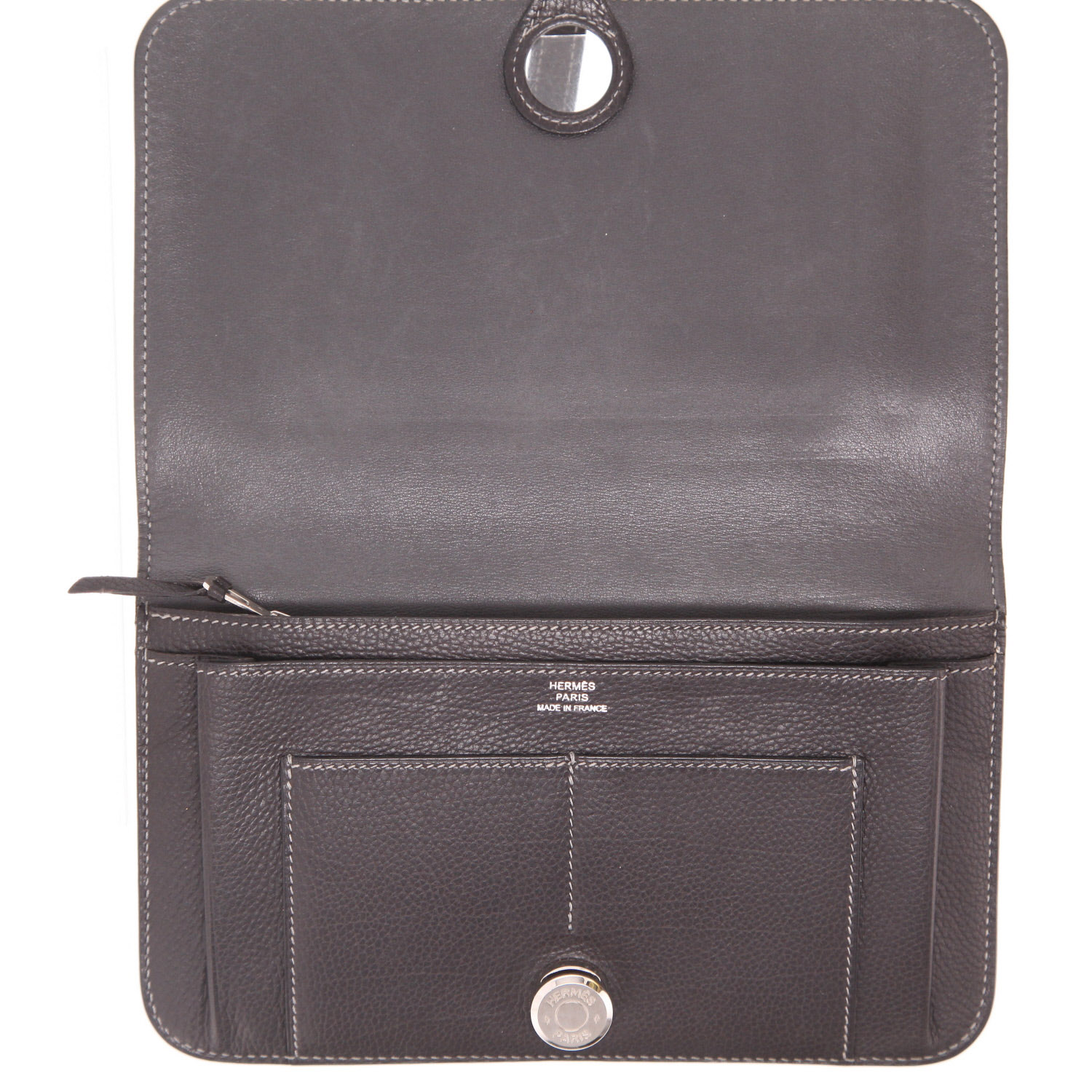 Portefeuille Hermès  Dogon en cuir grainé noir - Detail D3