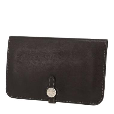Portefeuille Hermès  Dogon en cuir grainé noir