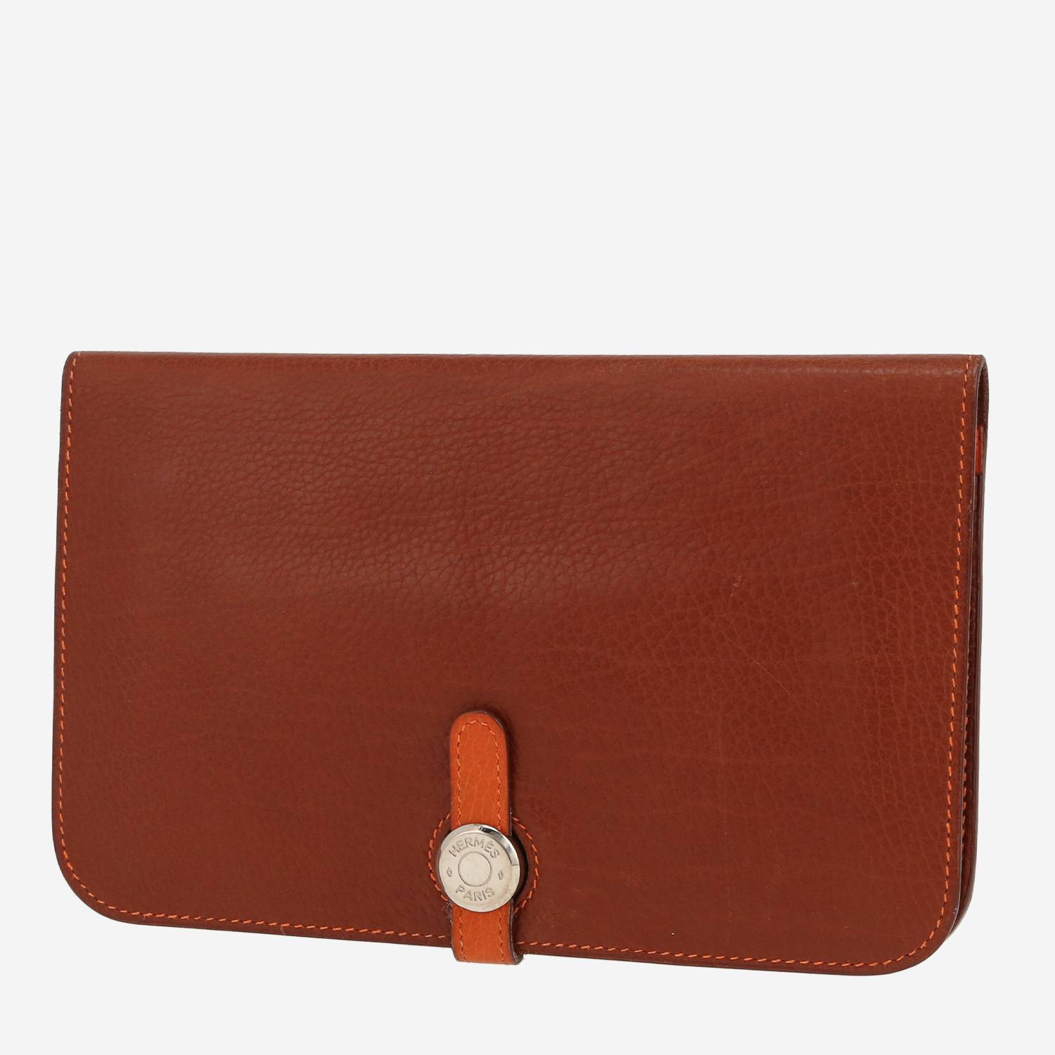 Billetera Hermès  Dogon en cuero granulado marrón