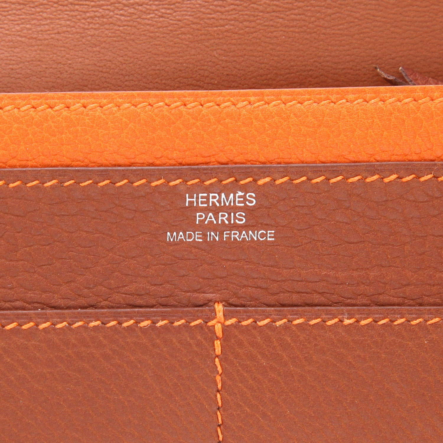 Portafogli Hermès  Dogon in pelle martellata marrone - Detail D2