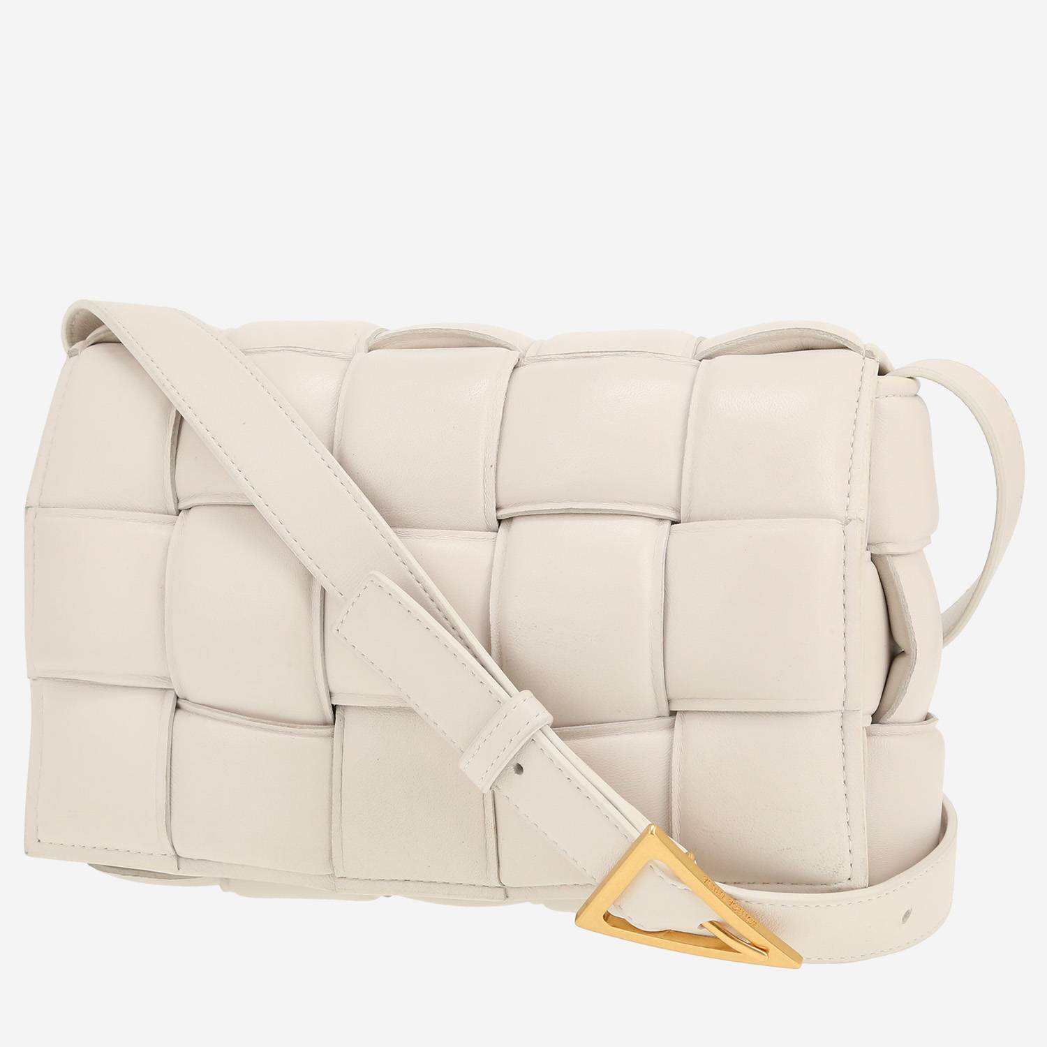 Borsa a tracolla Bottega Veneta  Cassette in pelle intrecciata bianca
