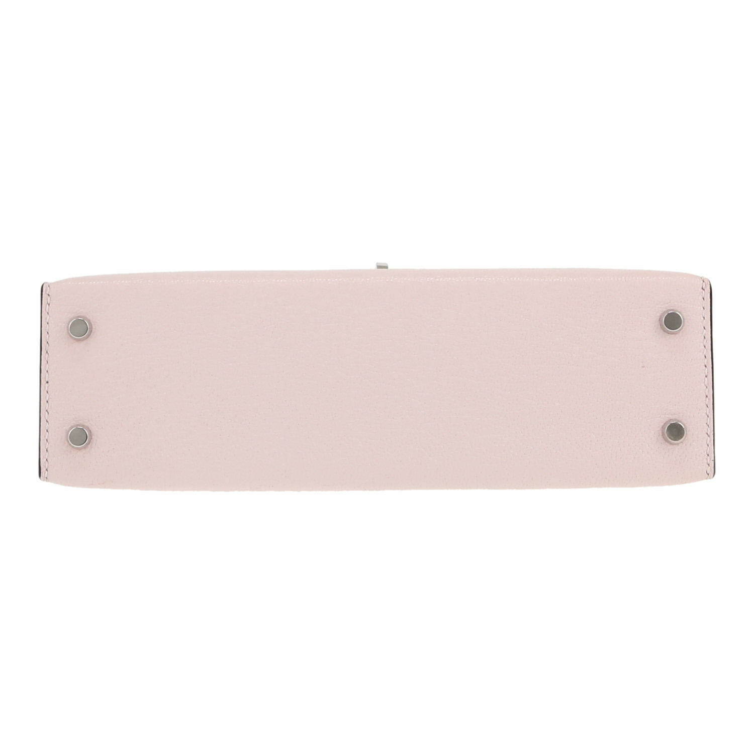 Borsa a tracolla Hermès  Kelly 20 cm in pelle Mysore Mauve Pâle e nera - Detail D1