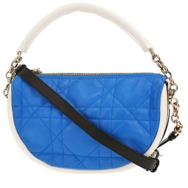 Bolso de mano Dior  Vibe Hobo en cuero cannage azul y cuero blanco