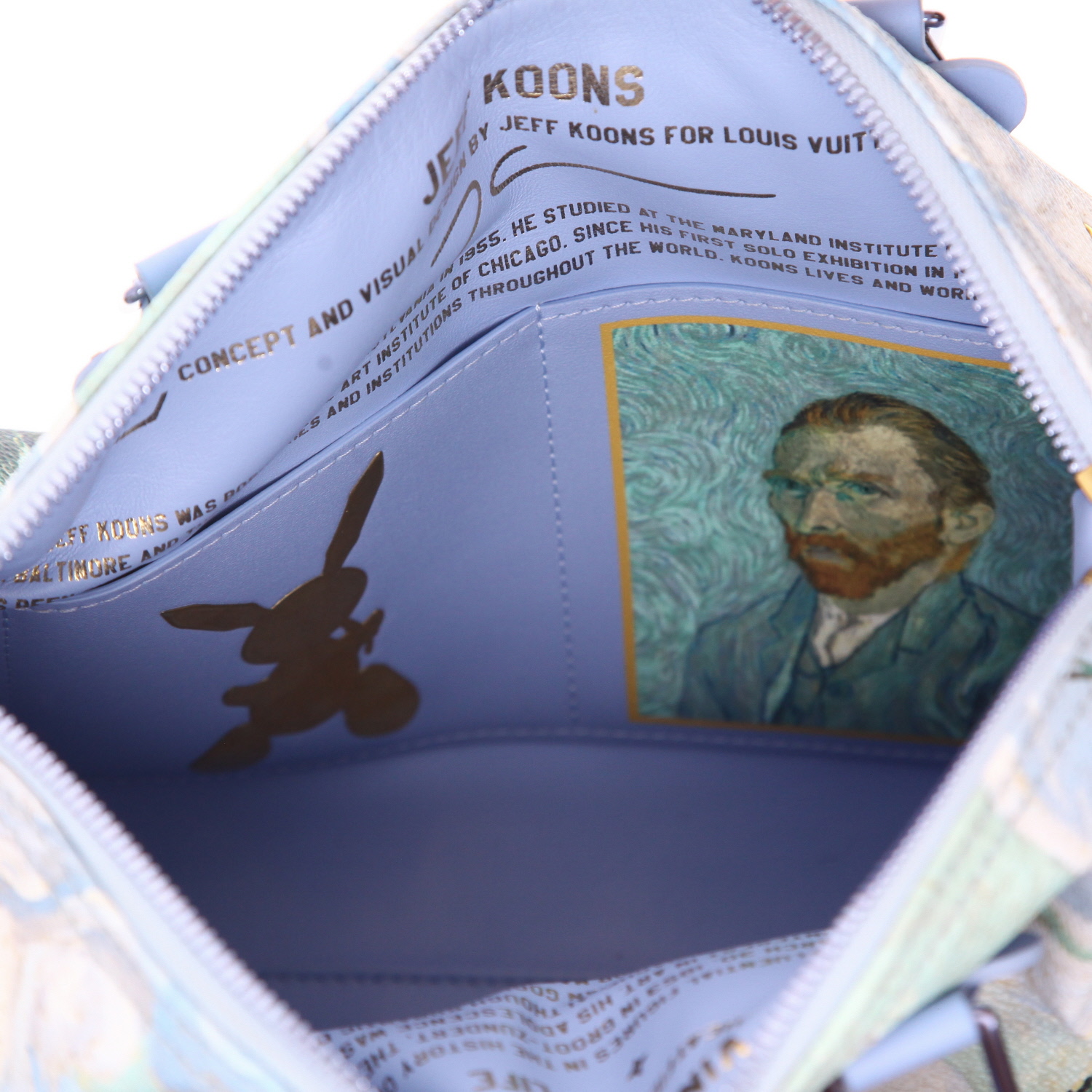 Bolso de mano Louis Vuitton  Edition limitée Jeff Koons "Van Gogh" en cuero azul verde y amarillo - Detail D4