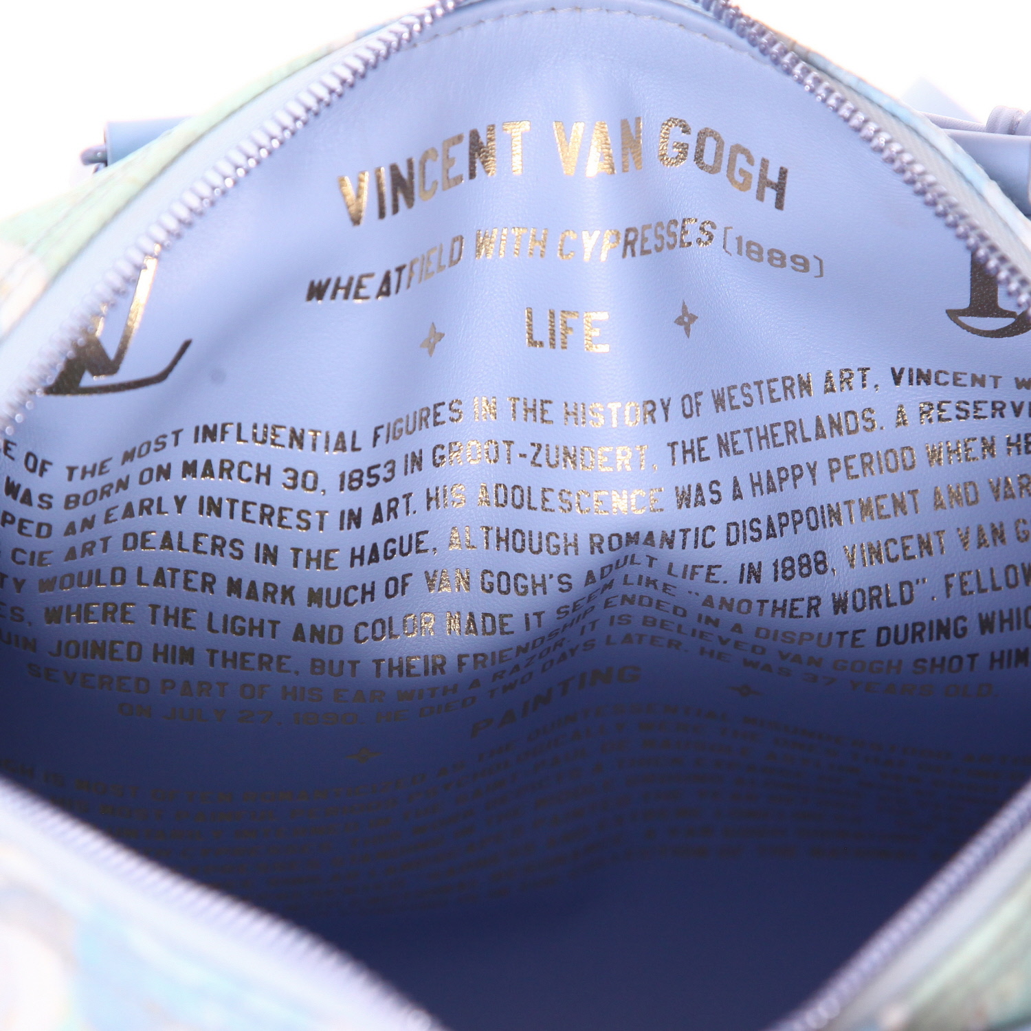 Sac à main Louis Vuitton  Edition limitée Jeff Koons "Van Gogh" en cuir bleu vert et jaune - Detail D5