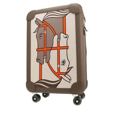 Valigia Hermès  R.M.S Cabine in tela "H" beige e pelle Swift etoupe