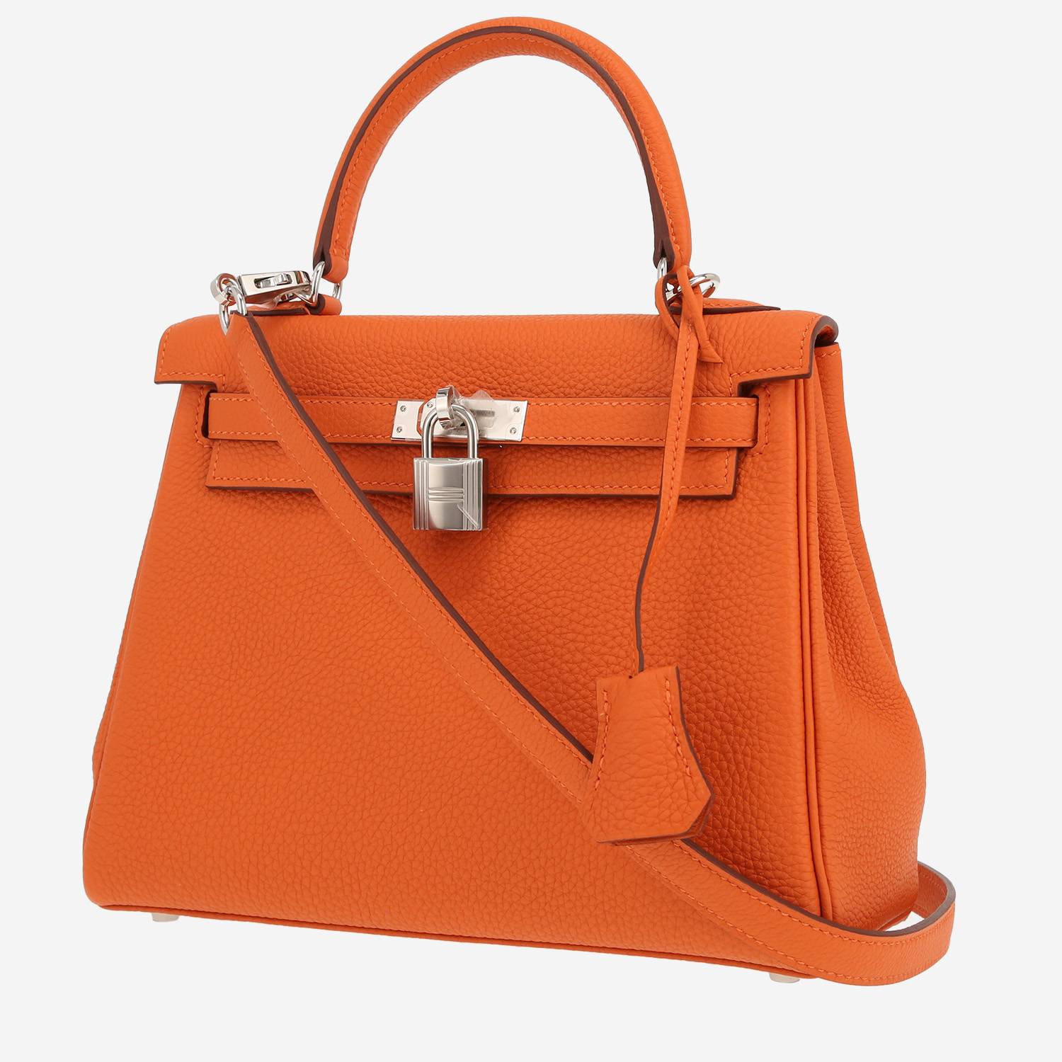 Borsa Hermès  Kelly 25 cm in pelle togo arancione