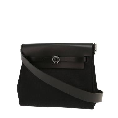 Sac bandoulière Hermès  Mini Herbag en toile et cuir noire