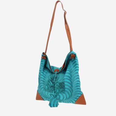 Hermès  Silk City shoulder bag  in blue silk  and Barenia leather