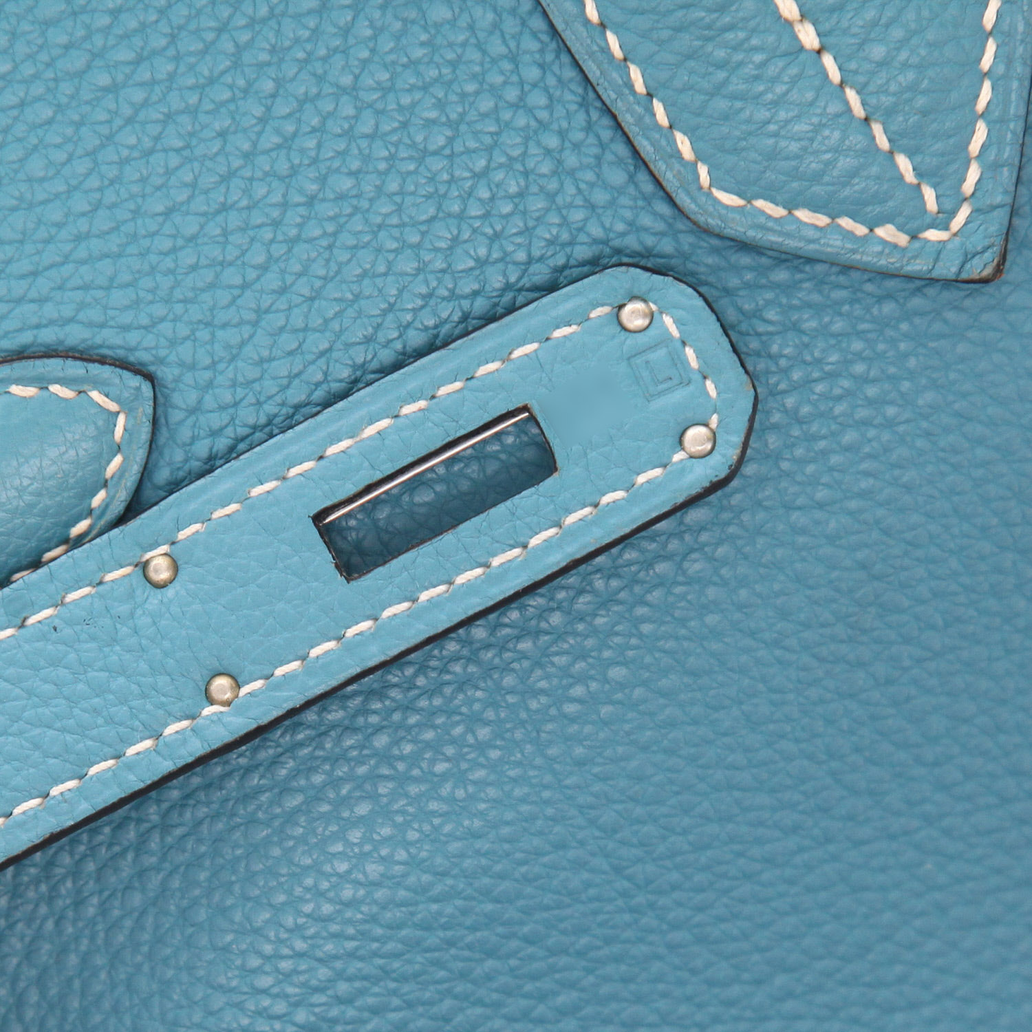 Bolso de mano Hermès  Birkin 35 cm en cuero togo azul - Detail D4