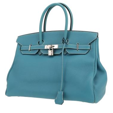 Sac à main Hermès  Birkin 35 cm en cuir togo bleu-jean