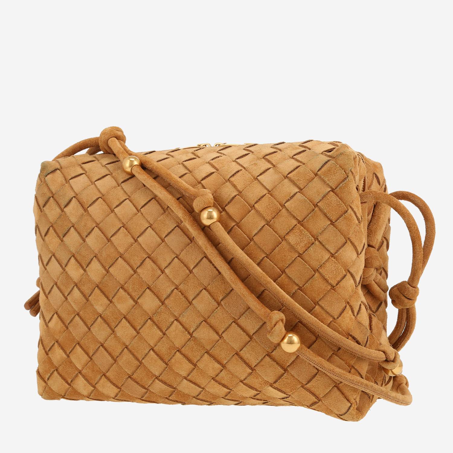 Bottega Veneta  Camera Loop shoulder bag  in brown intrecciato Veau velours