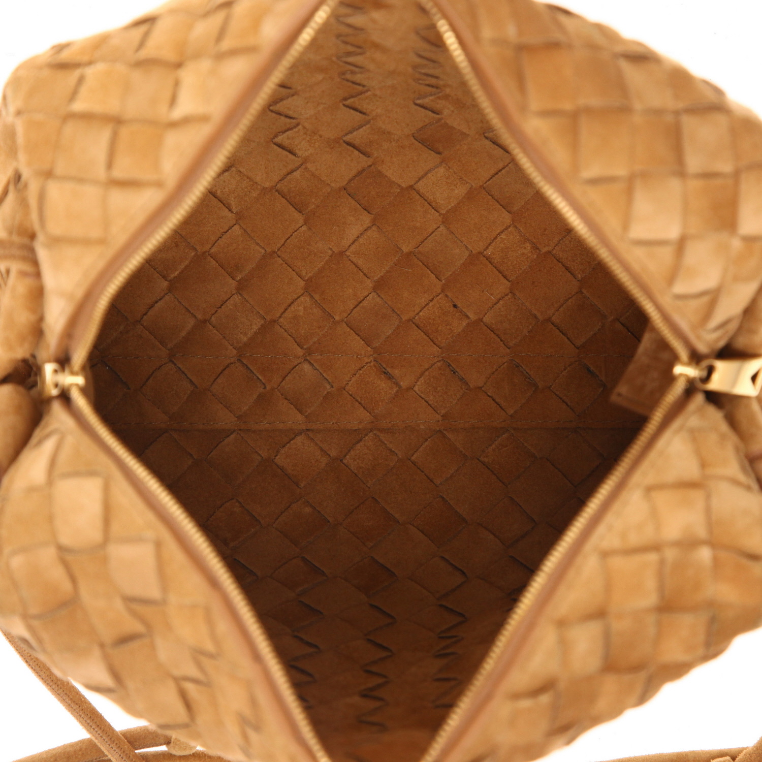 Borsa a tracolla Bottega Veneta  Camera Loop in intrecciato Veau velours marrone - Detail D3
