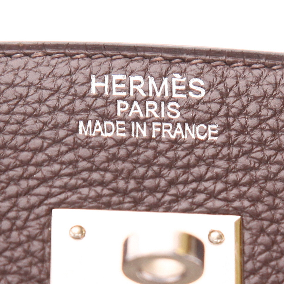 Hermès  Birkin 40 cm handbag  in brown togo leather - Detail D2