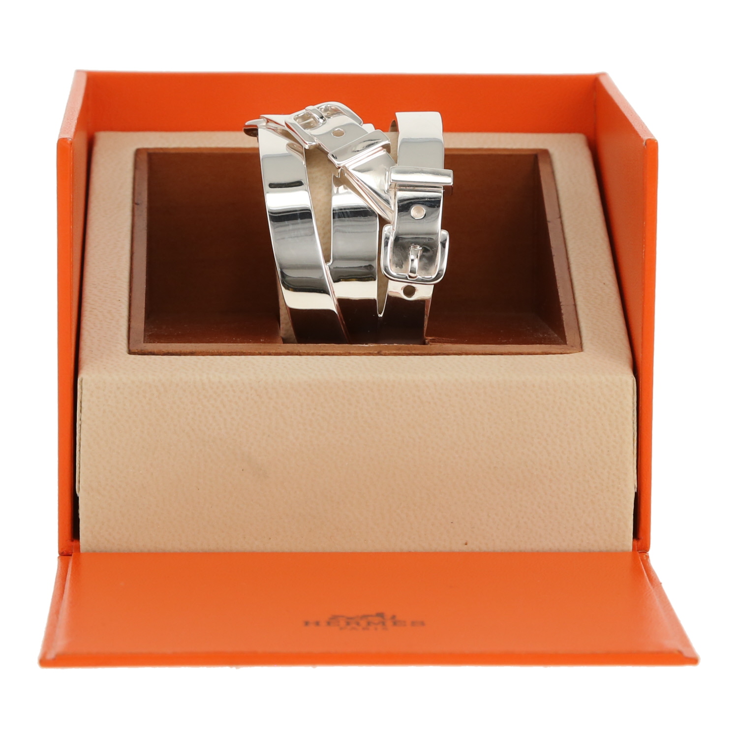 Bracelet manchette Hermès Débridée moyen modèle en argent