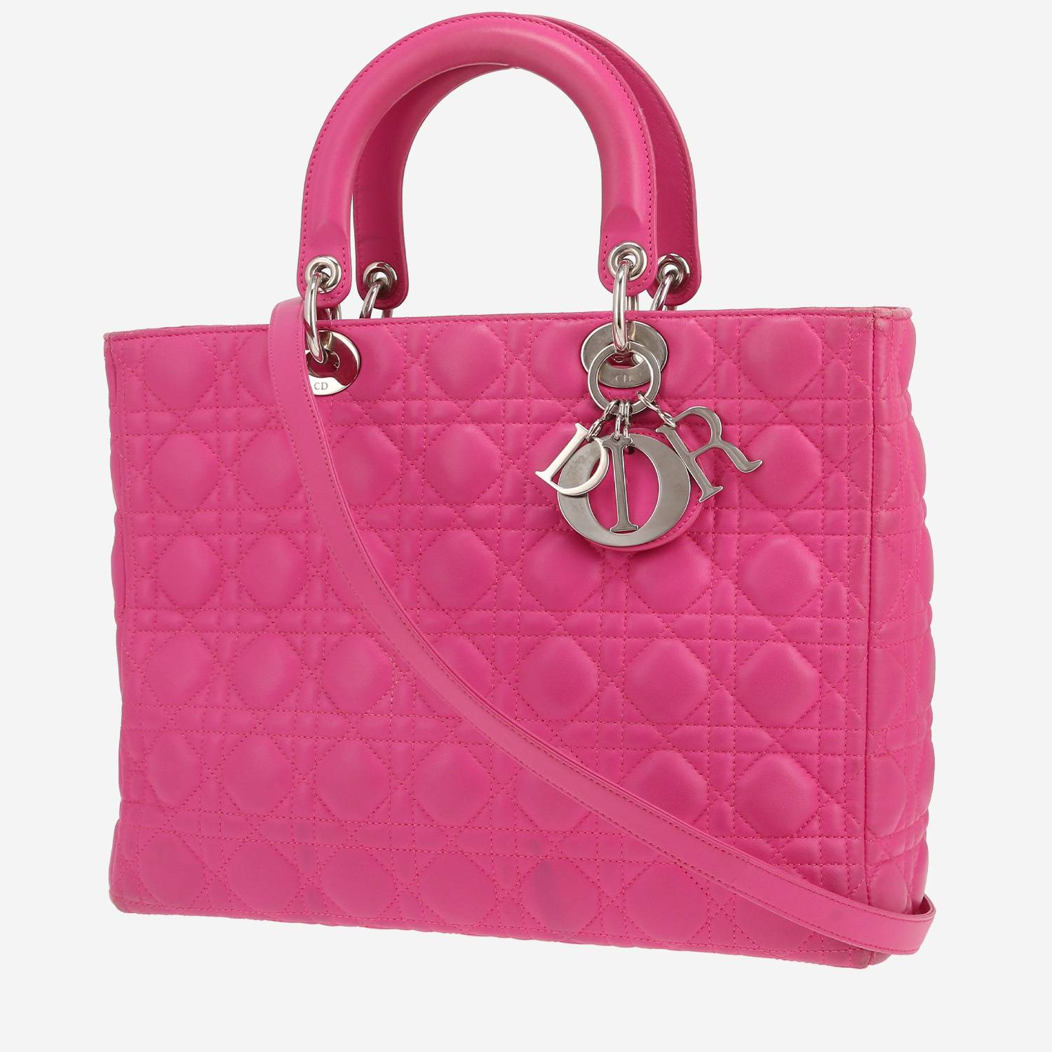 Sac à main Dior  Lady Dior en cuir cannage rose