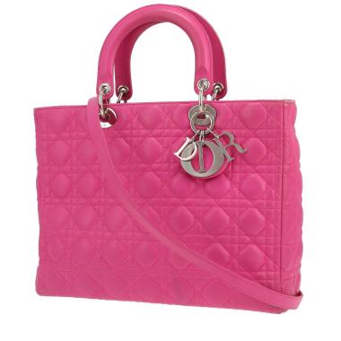 Sac à main Dior  Lady Dior en cuir cannage rose