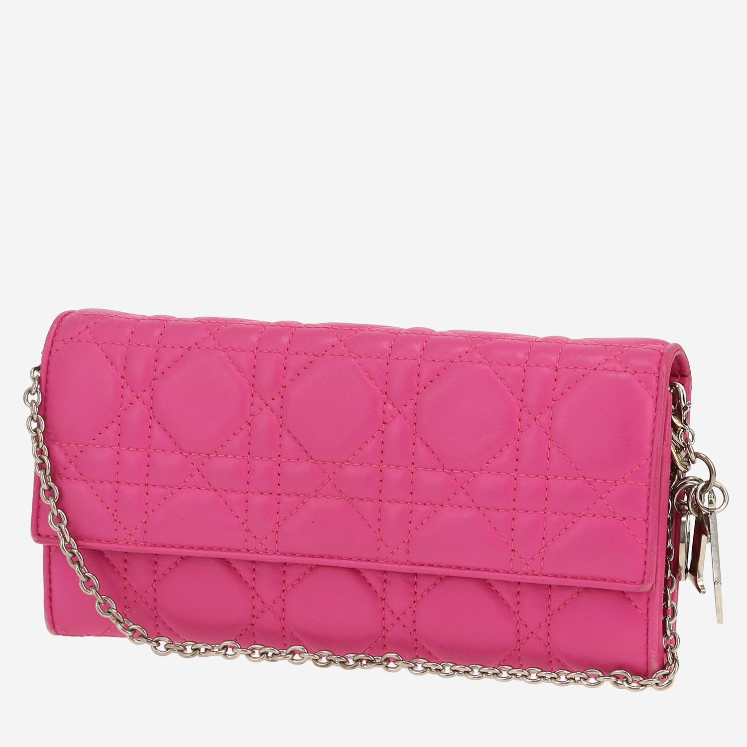 Borsa Dior  Wallet on Chain in pelle cannage rosa