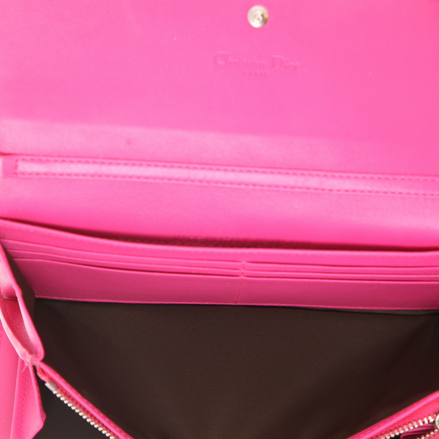 Bolso de mano Dior  Wallet on Chain en cuero cannage rosa - Detail D3
