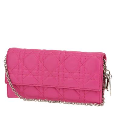 Dior  Wallet on Chain handbag  in pink leather cannage