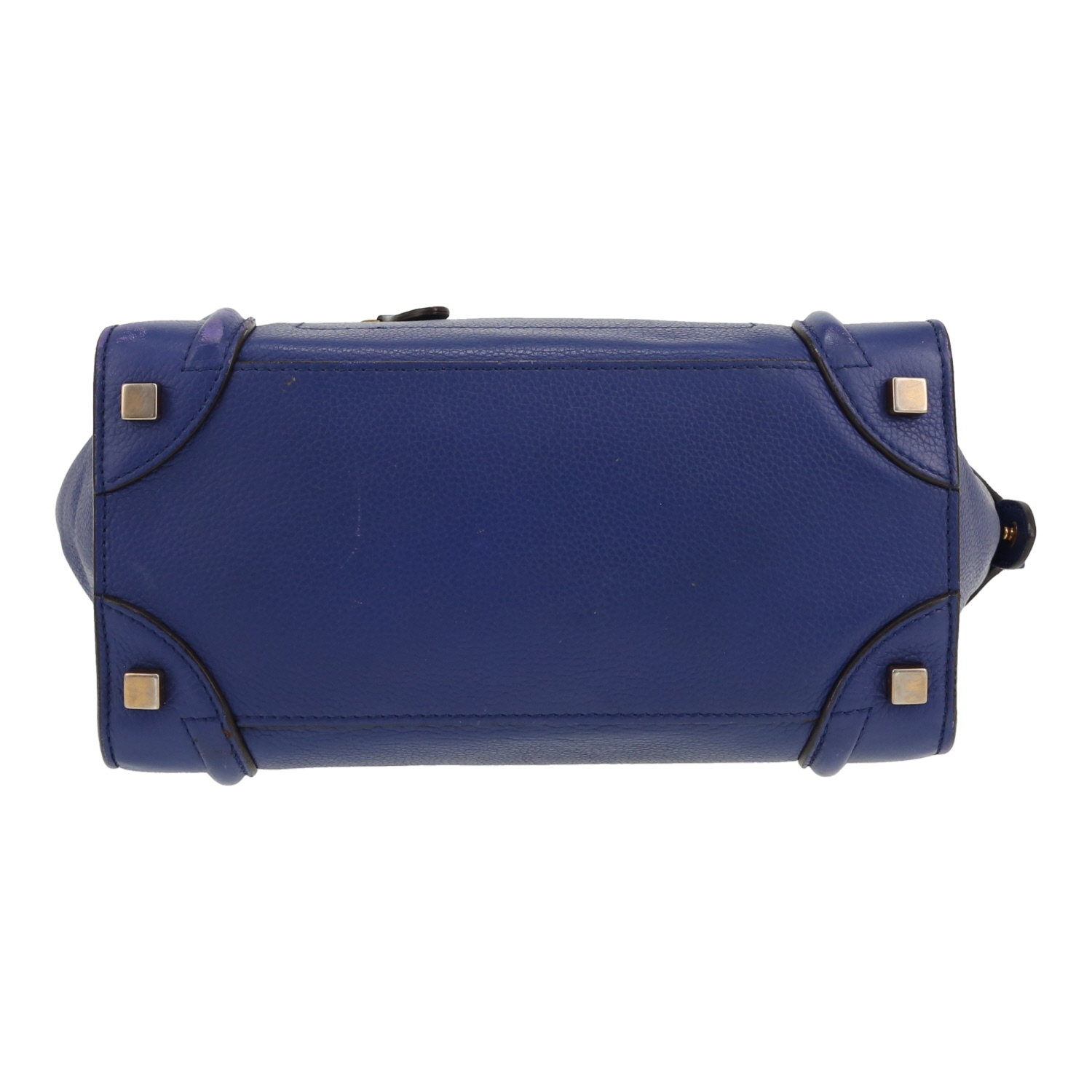 Bolso de mano Celine  Luggage en cuero granulado azul - Detail D1