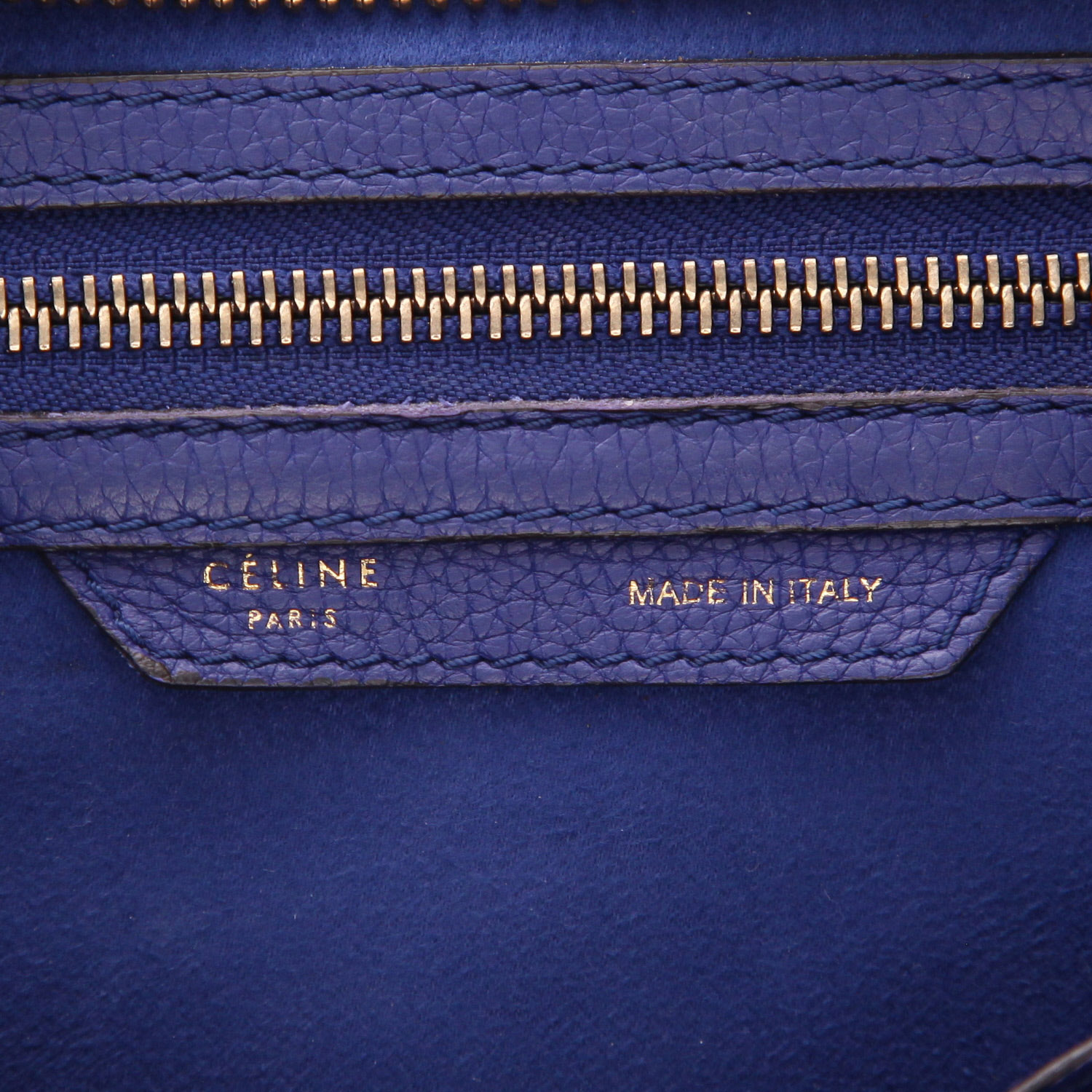 Borsa Celine  Luggage in pelle martellata blu - Detail D2