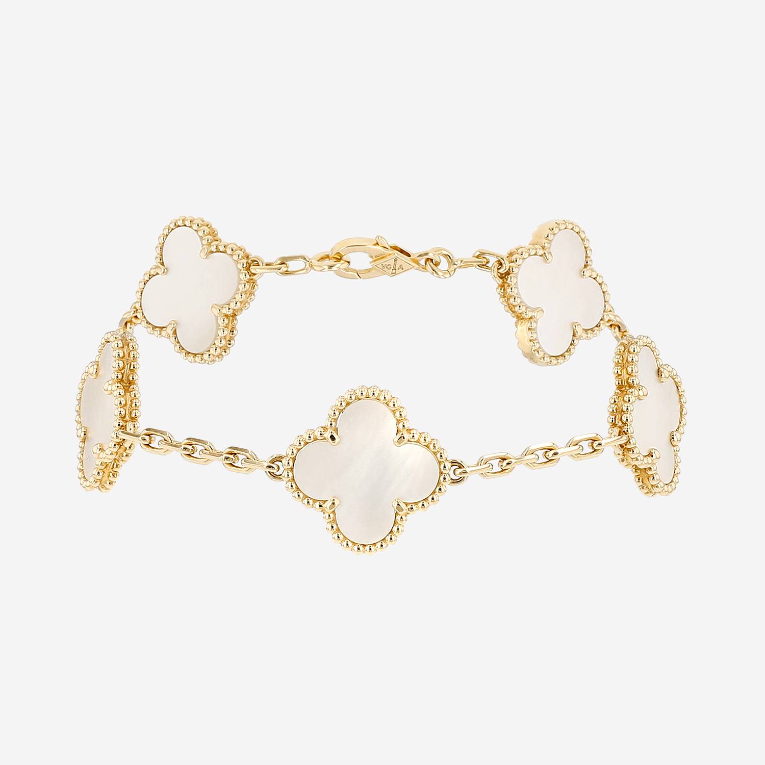 Brazalete Van Cleef & Arpels Vintage Alhambra de oro amarillo y nácar